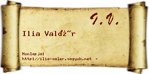 Ilia Valér névjegykártya